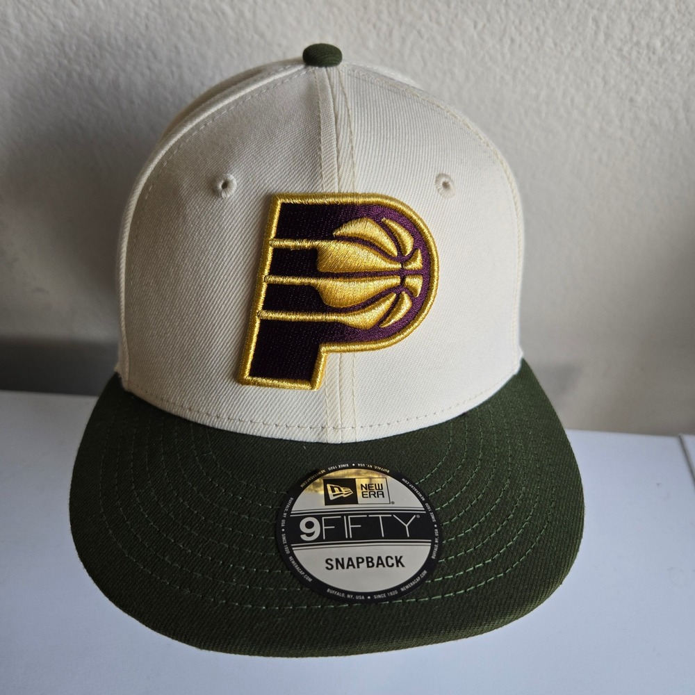Indiana Pacers‎ NBA New Era 9FIFTY Snapback Hat Cream Green Basketball Cap Exc